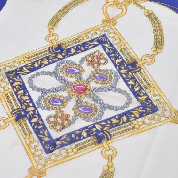 Authentic HERMES Scarf Fine Motif Silk Mousseline Red Rectangular 145 CM X 52 CM